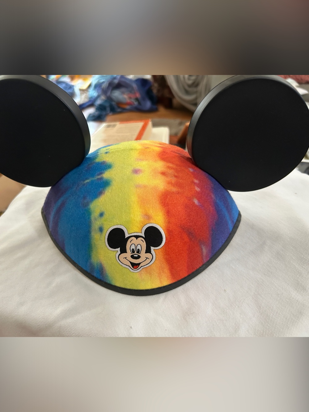Disney Rainbow Tie-Dye Mickey Ear Headband with Black Ears
